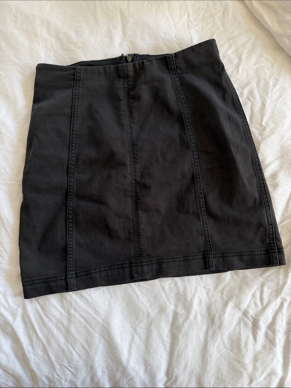 Free People Black Stretch Denim Mini Skirt